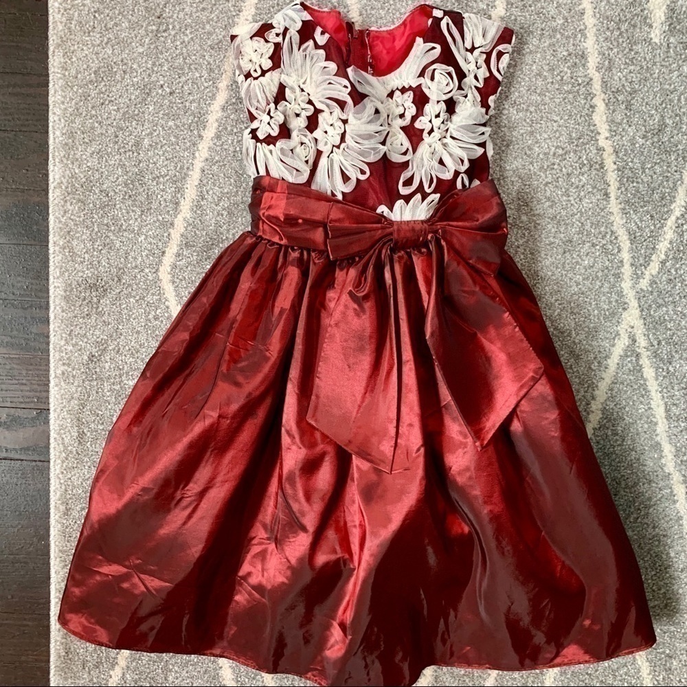 Sweet Kids Red Satin Formal Dress 4
